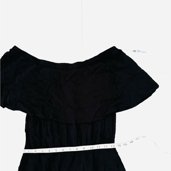 RIO de JAS Black Off The Shoulder Linen Blend Split Front Midi Dress Size Medium - Picture 7 of 12